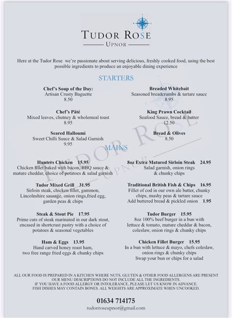 tudor little rose|tudor rose menu.